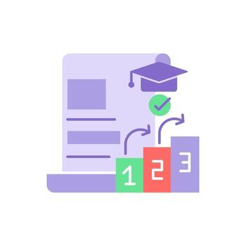 College classes vector flat color icon. Education progress and studying years in university. Skill development, learning course. Cartoon style clip art for mobile app. Isolated RGB illustration