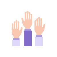 Activist community campaign vector flat color icon. Political voting. Hands raised up for awareness. Education accessibility. Cartoon style clip art for mobile app. Isolated RGB illustration