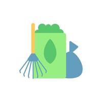 Yard waste collection vector flat color icon. Organic waste from residential lawns and gardens. Grass clippings, leaves, branches. Cartoon style clip art for mobile app. Isolated RGB illustration