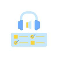 Audio course vector flat color icon. Learn skills listening to book. Development with elearning course. Online education. Cartoon style clip art for mobile app. Isolated RGB illustration