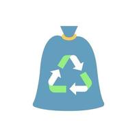 Compostable trash bag vector flat color icon. Refusing from plastic litter bags. Eco friendly, biodegradable materials use. Cartoon style clip art for mobile app. Isolated RGB illustration