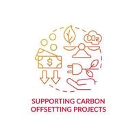 Supporting carbon offset projects concept icon. Neutralizing CO2 abstract idea thin line illustration. Greenhouse gas emissions reduction. Climate action project. Vector isolated outline color drawing