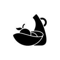 Irregular shape tableware black glyph icon. Designers create beautiful plate. Not typical looking dinnerware. Special dinner accessories. Silhouette symbol on white space. Vector isolated illustration