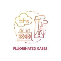 icono de concepto de gases fluorados. Ilustración de línea fina de idea abstracta de tipo de gases de efecto invernadero. alto potencial de calentamiento global. fabricación. producción de gases fluorados. dibujo de color de contorno aislado vectorial vector