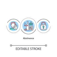 Abstinence concept icon. Stop of alcohol and drug consumption. Alcoholism and narcotics addiction treatment abstract idea thin line illustration. Vector isolated outline color drawing. Editable stroke