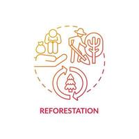 Reforestation concept icon. Carbon offsetting abstract idea thin line illustration. Existing woodlands restocking. Restoring habitats. Forest areas regeneration. Vector isolated outline color drawing