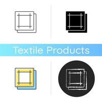 Napkin icon. Soft wipes. Kitchen towels. Clean linen sheets. Textile products, household cloths. Domestic material item. Linear black and RGB color styles. Isolated vector illustrations