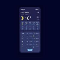 Detailed weather conditions smartphone interface vector template. Mobile app page design layout. Forecast observations screen. Rainfall, air pressure. Flat UI for application. Phone display