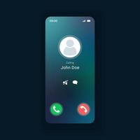 Incoming call smartphone interface vector template. Mobile app page design layout. Calls management on mobile device screen. Respond to anonymous caller. Flat UI for application. Phone display