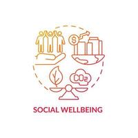 Social wellbeing concept icon. Carbon offset abstract idea thin line illustration. Community health improvement. Minimizing pollution. Affecting people health. Vector isolated outline color drawing