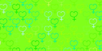 Light Green, Yellow vector backdrop with woman's power symbols.