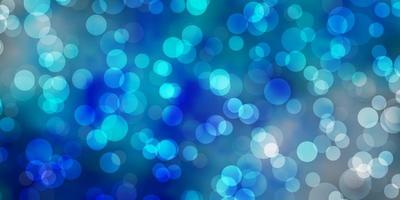 Light BLUE vector backdrop with dots. Abstract colorful disks on simple gradient background. Pattern for business ads.