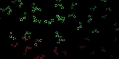 plantilla de vector verde oscuro, rojo con signos esotéricos.