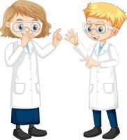 Two young scientist talking each other vector