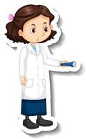 Scientist girl cartoon character with science experiment object vector