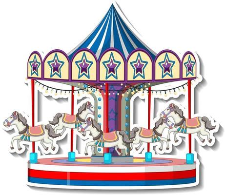 Sticker template with Carousel in cartoon style