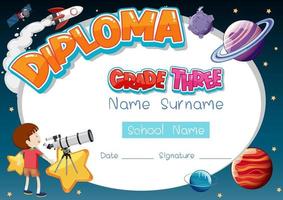 Diploma or certificate template for school kids vector