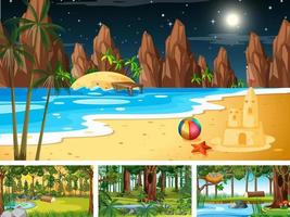 Set of different nature horizontal scenes vector