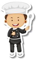 Sticker template with a chef boy cartoon character isolated vector