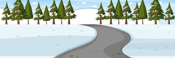 Snow scene road through the park horizontal landscape vector