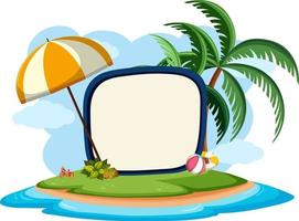 Empty banner template with summer beach element isolated vector