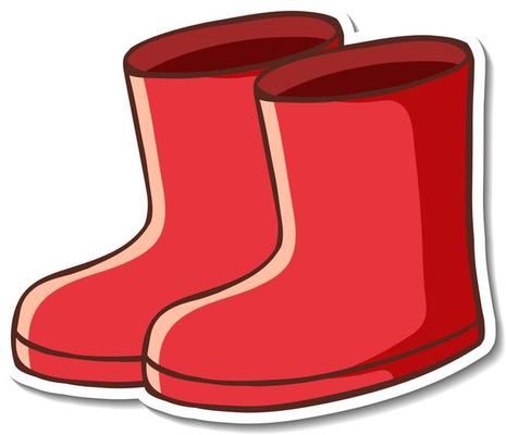 Sticker design with red boots footwear isolated