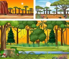 Set of different nature horizontal scenes vector