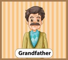 Educational English word card of grandfather vector