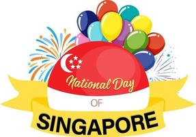 National Day of Singapore banner with fireworks and balloon elements vector