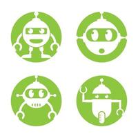 Ilustración de icono de vector de logotipo verde robot