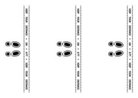 Social distancing warning tape. Warning ribbon. Warning coronavirus quarantine black stripes. Social distancing floor marking security stripe. Distance in queue 2 meter or 6 feet instruction vector