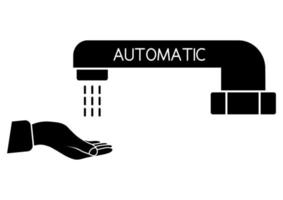 grúa de agua moderna. lavarse las manos debajo del grifo con sensor. equipo de baño automatizado sin contacto con sensores. icono de grifo de lavado a mano automático. icono de glifo. vector