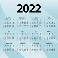 Calendar 2022 year - vector illustration. The week starts Sunday. Annual calendar 2022 template. Wall calendar with abstract blue background. Sunday in red colors. Vector