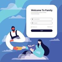 Sending SMS from cloud vector illustration  login page design