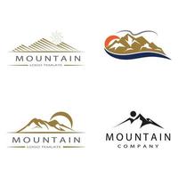 Simple Modern Mountain Landscape Logo Design Vector, Rocky Ice Top Mount Peak Silhouette vector