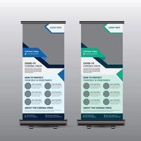 Covid-19 Roll Up Banner Design vector