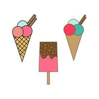 Set of Ice Cream Flat Vector Icons