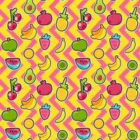 Tropical fruits, berries vector seamless pattern