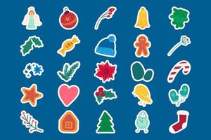 Christmas advent calendar items flat vector illustrations set