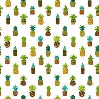 Pineapples vector hand drawn seamless pattern