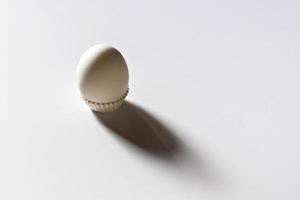 huevo blanco sobre un fondo blanco aislado con sombra foto