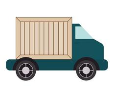 truck with wooden box vector