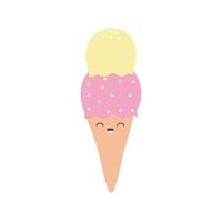 helado sonriendo sobre un fondo blanco vector