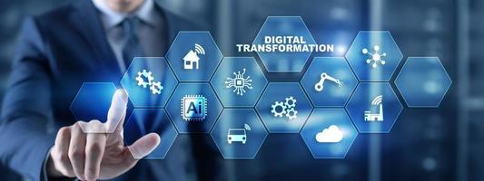 Digital Transformation and Digitalization Technology concept on Abstract Background photo