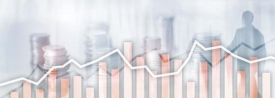 Orange trading charts. Stock exchange concept. photo