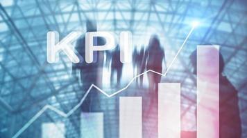 KPI - Key Performance Indicator. Business and technology concept. Multiple exposure, mixed media. Financial concept on blurred background. photo
