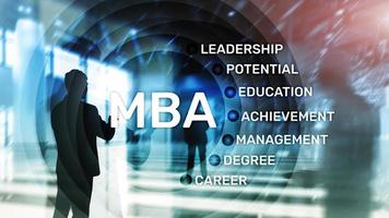 mba - concepto de maestría en administración de empresas, e-learning, educación y desarrollo personal.