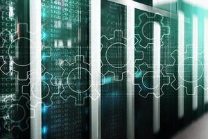 Gears mechanism, digital transformation, data integration and digital technology concept photo