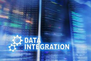 Data integration information technology concept on server room background. photo