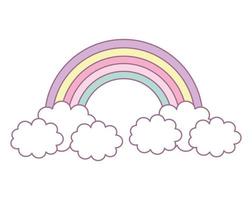 rainbow and clouds vector